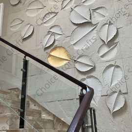 NATURAL STONE WALL CARVING FALLING LEAF